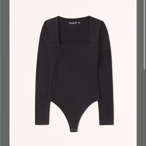 Abercrombie Long-Sleeve Cotton Seamless Fabric Squareneck Bodysuit